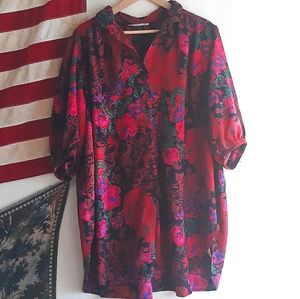 80s Floral Shirt Dress